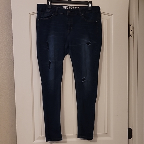 Dark Blue Distressed Women Jeans VIP - Picture 1 of 7